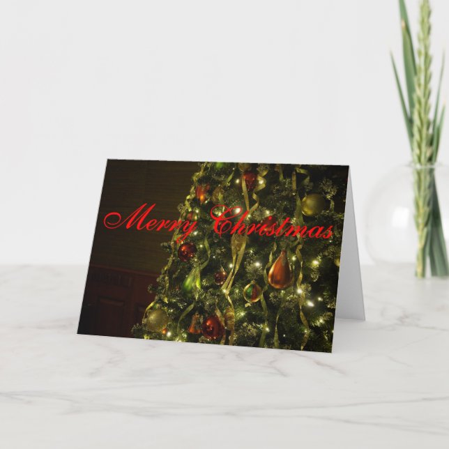 Cartes Pour Fêtes Annuelles Joyeux arbre vert de Noël (Devant)