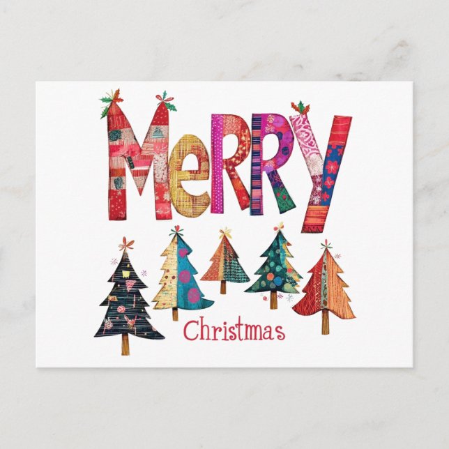 Cartes Pour Fêtes Annuelles Joyeux arbres de Noël (Devant)