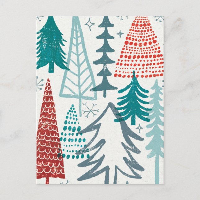 Cartes Pour Fêtes Annuelles Joyeux Arbres de Noël (Devant)