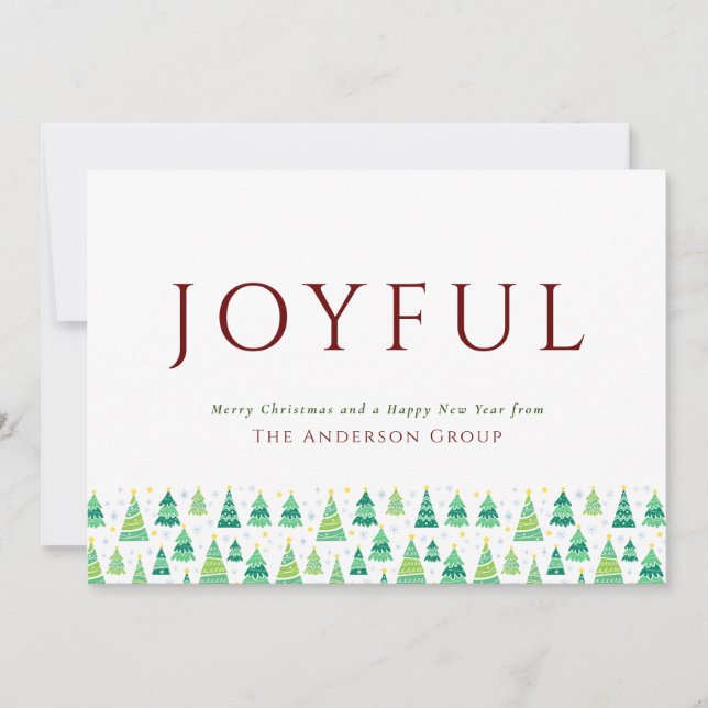 Cartes Pour Fêtes Annuelles Joyeux arbres de Noël Logo d'entreprise (Devant)