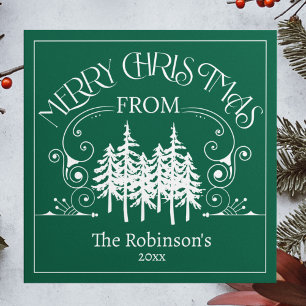 Cartes Pour Fêtes Annuelles Joyeux Arbres de Noël Nom de famille