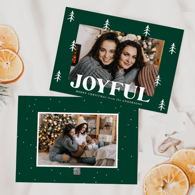 Cartes Pour Fêtes Annuelles Joyeux arbres Green 2 Photo (Créateur téléchargé)