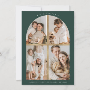 Cartes Pour Fêtes Annuelles Joyeux Arc de Noël Croix Faux Gold Foil 4 Photos