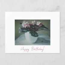 Joyeux art d'anniversaire vintage fleurs roses Car