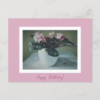 Cartes Pour Fêtes Annuelles Joyeux art d'anniversaire vintage fleurs roses Car