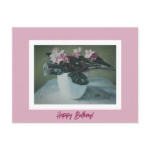 Joyeux art d'anniversaire vintage fleurs roses Car