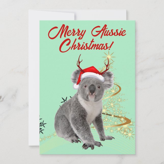 Cartes Pour Fêtes Annuelles Joyeux Aussie Noël Koala ours (Devant)