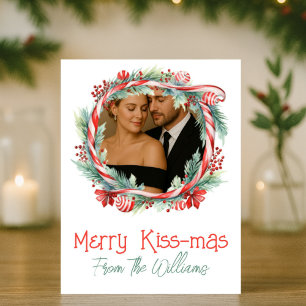 Cartes Pour Fêtes Annuelles Joyeux Baiser Noël Guirlande de Canne à Sucre Phot