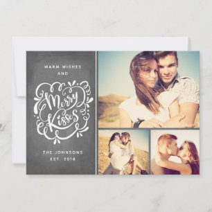 Cartes Pour Fêtes Annuelles Joyeux Baisers à main Typographie Photo de Noël