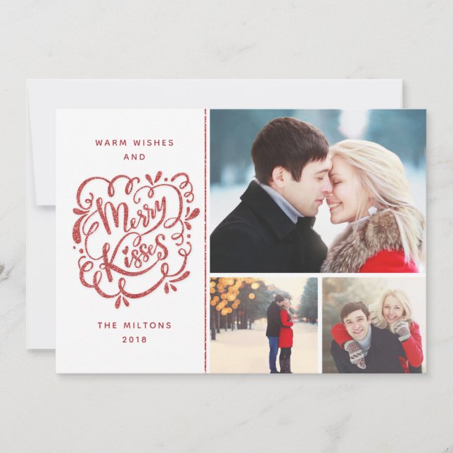 Cartes Pour Fêtes Annuelles Joyeux Baisers Joyeux Baisers Parties scintillant  (Devant)