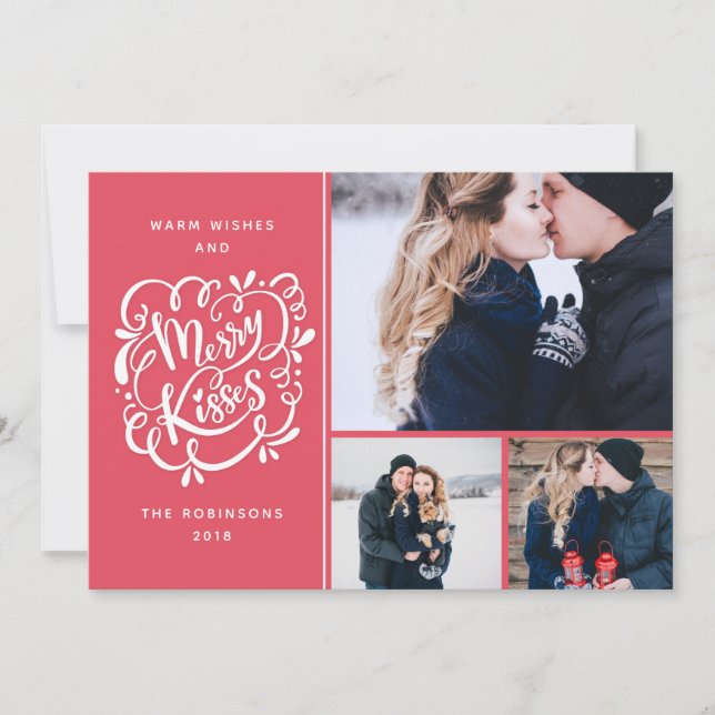 Cartes Pour Fêtes Annuelles Joyeux Baisers Joyeux Noël Multi-Photo (Devant)