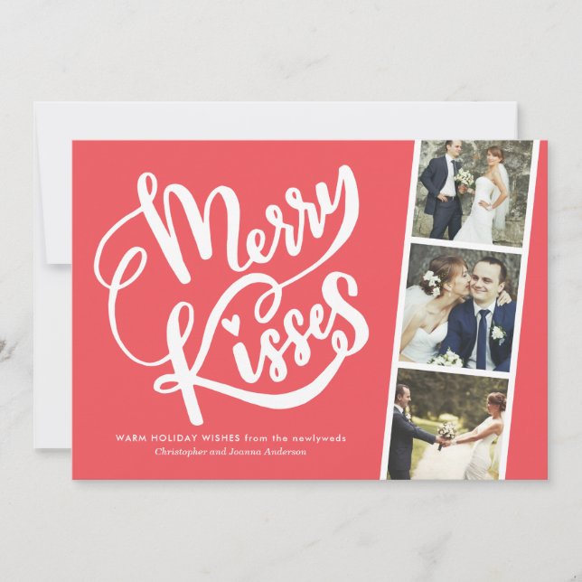 Cartes Pour Fêtes Annuelles Joyeux baisers Merci de Noël nouvellement marié (Devant)