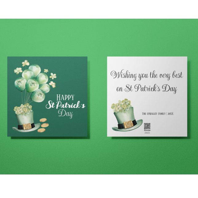 Cartes Pour Fêtes Annuelles Joyeux ballons de la Saint Patrick et Shamrocks (Happy St Patrick's Day customizable greeting card with green and gold balloons and coins.)
