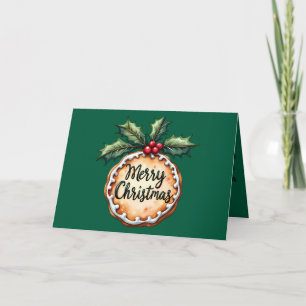 Cartes Pour Fêtes Annuelles Joyeux biscuit de Noël avec baies Holly