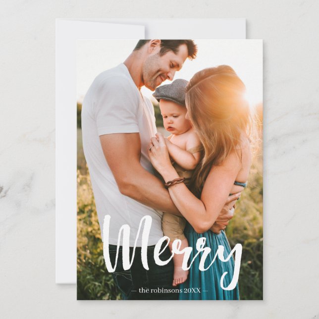 Cartes Pour Fêtes Annuelles Joyeux blanc Script superposition photo Collage fa (Devant)