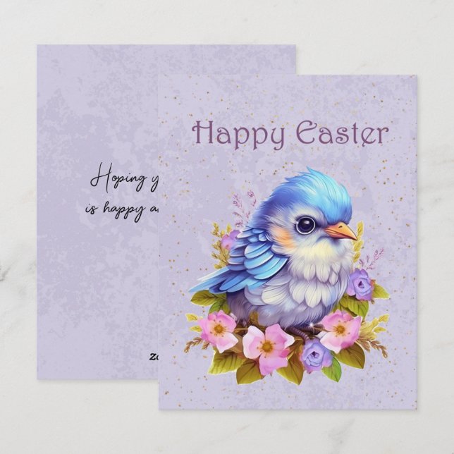 Cartes Pour Fêtes Annuelles Joyeux Bleu de Pâques (Devant / Derrière)