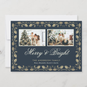 Cartes Pour Fêtes Annuelles Joyeux bleu et famille brillante Noël