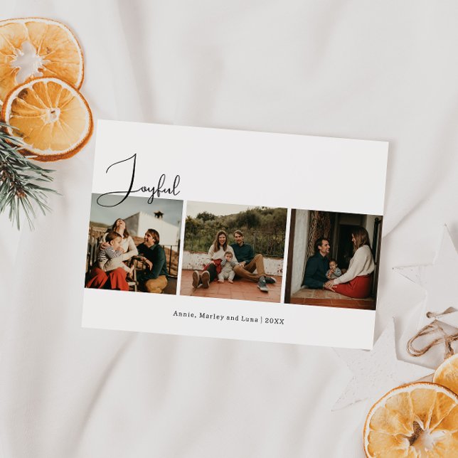 Cartes Pour Fêtes Annuelles Joyeux Boho moderne Trois photos Noël (Créateur téléchargé)