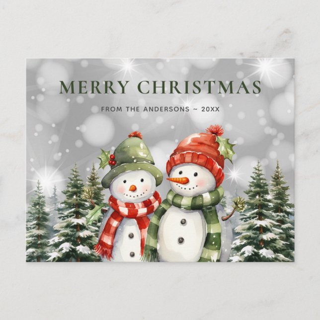 Cartes Pour Fêtes Annuelles Joyeux bonhomme de neige de Noël (Devant)