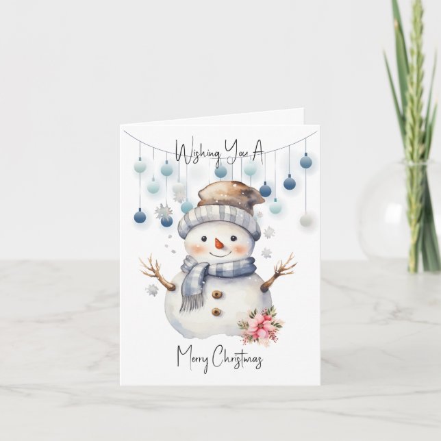 Cartes Pour Fêtes Annuelles Joyeux bonhomme de neige de Noël (Devant)