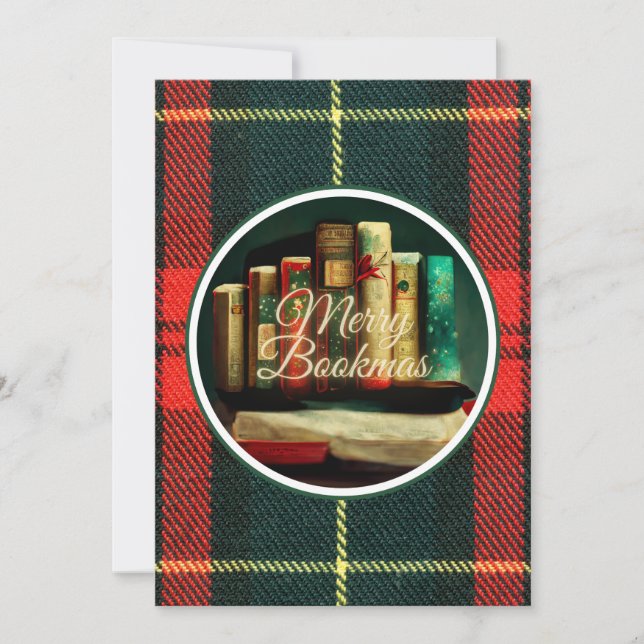 Cartes Pour Fêtes Annuelles Joyeux Bookmas, lecteurs et Noël livresque  (Devant)