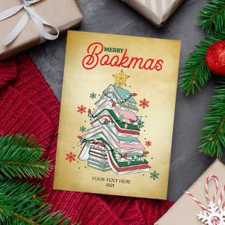 Cartes Pour Fêtes Annuelles Joyeux Bookmas Noël Livre Amoureux Cadeau Livresqu
