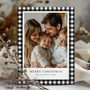 Cartes Pour Fêtes Annuelles Joyeux Buffalo de Noël Russe moderne photo plaid