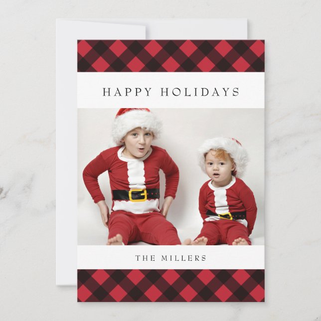 Cartes Pour Fêtes Annuelles Joyeux Buffalo Plaid Card pour Noël (Devant)