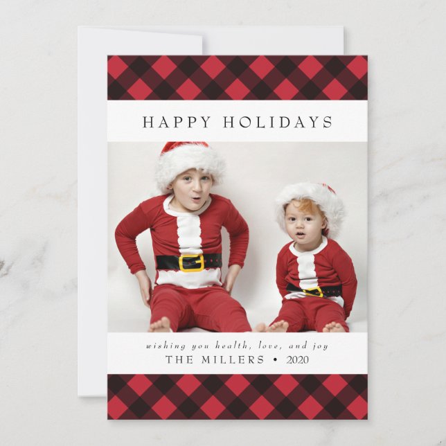 Cartes Pour Fêtes Annuelles Joyeux Buffalo Plaid Card pour Noël (Devant)