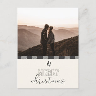 Cartes Pour Fêtes Annuelles Joyeux Buffalo Plaid Grey Enregistrer la date