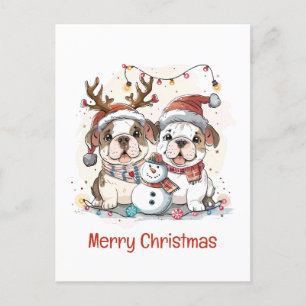 Cartes Pour Fêtes Annuelles Joyeux Buldogs anglais de Noël