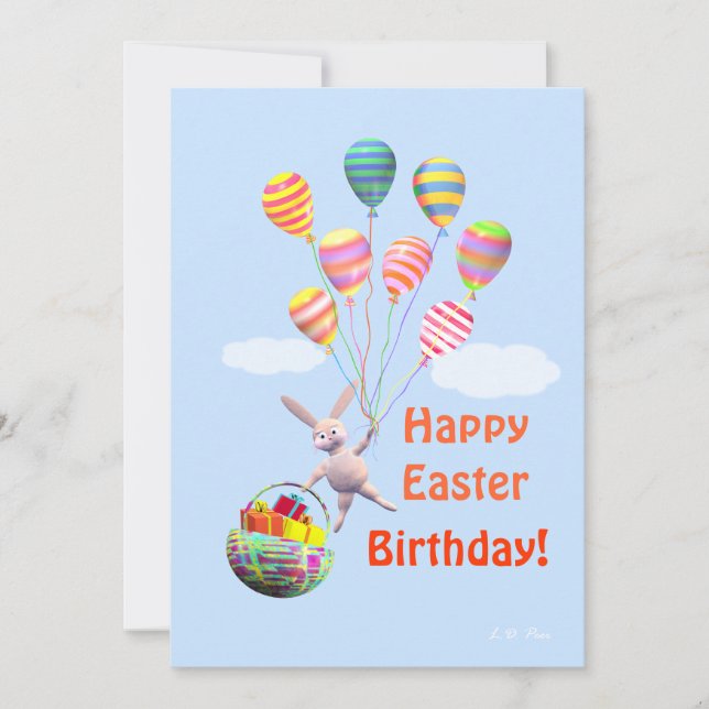 Cartes Pour Fêtes Annuelles Joyeux Bunny et ballons de Pâques plat (Devant)