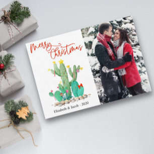 Cartes Pour Fêtes Annuelles Joyeux Cactus de Noël Photo Succulente