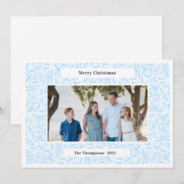 Cartes Pour Fêtes Annuelles Joyeux cadre de Noël Lumière de vacances (Devant / Derrière)