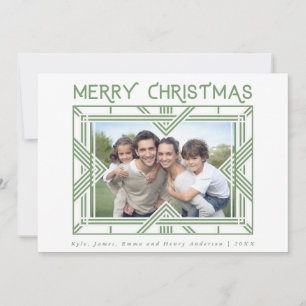 Cartes Pour Fêtes Annuelles Joyeux cadre photo Art déco de Noël Vert
