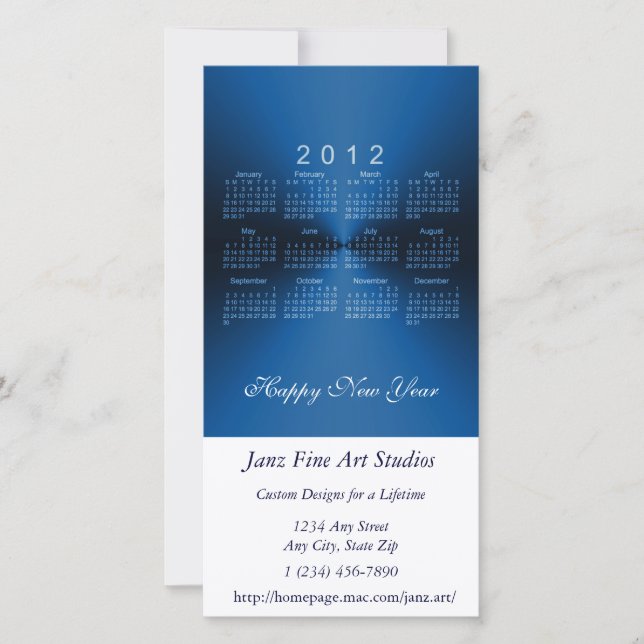 Cartes Pour Fêtes Annuelles Joyeux calendrier du Nouvel An 2012 (Devant)