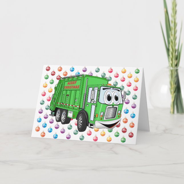 Cartes Pour Fêtes Annuelles Joyeux camion à ordures de Noël (Devant)