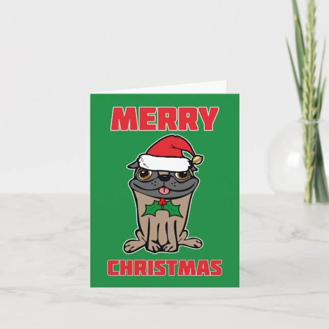 Cartes Pour Fêtes Annuelles Joyeux Carlin de Noël (Devant)