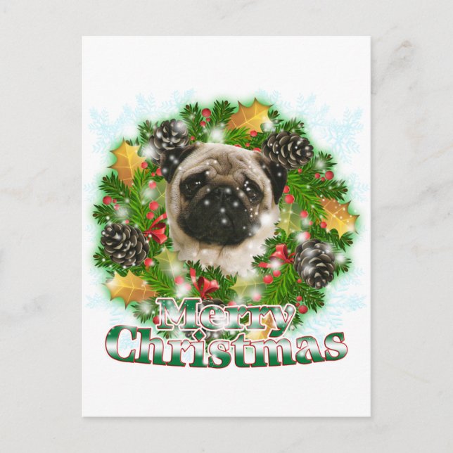 Cartes Pour Fêtes Annuelles Joyeux Carlin de Noël (Devant)