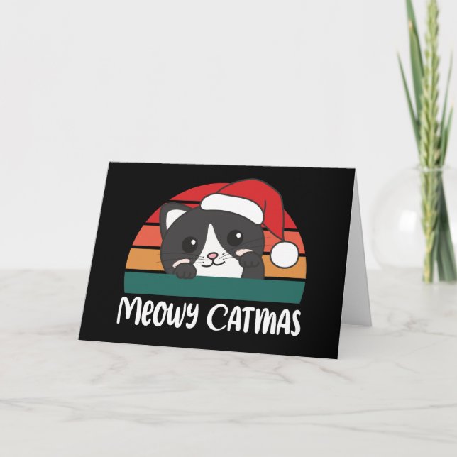 Cartes Pour Fêtes Annuelles Joyeux Cat Noël Blague de chat de Noël drôle (Devant)