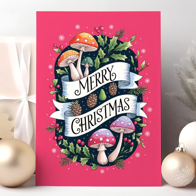 Cartes Pour Fêtes Annuelles Joyeux champignons de Noël (Créateur téléchargé)