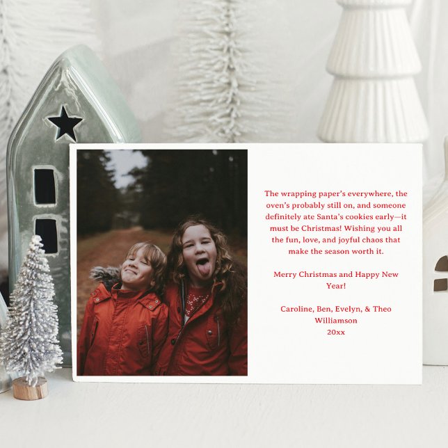 Cartes Pour Fêtes Annuelles Joyeux Chaos Drôle Famille Noël Photo Mignonne (Créateur téléchargé)