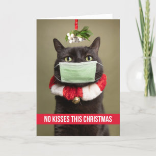 Cartes Pour Fêtes Annuelles Joyeux chat de Noël sous la main dans le masque fa