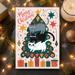 Cartes Pour Fêtes Annuelles Joyeux chats empilés de Noël