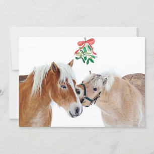 Cartes Pour Fêtes Annuelles Joyeux Cheval de Noël Mistletoe Equine Cute Ponts