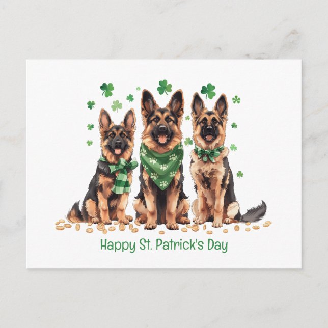 Cartes Pour Fêtes Annuelles Joyeux chien berger allemand de la Saint Patrick's (Devant)