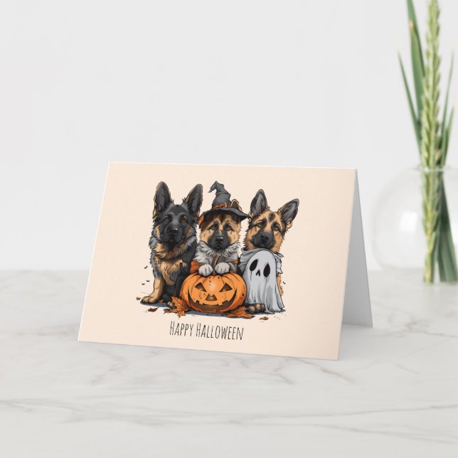 Cartes Pour Fêtes Annuelles Joyeux chien berger allemand Halloween (Devant)