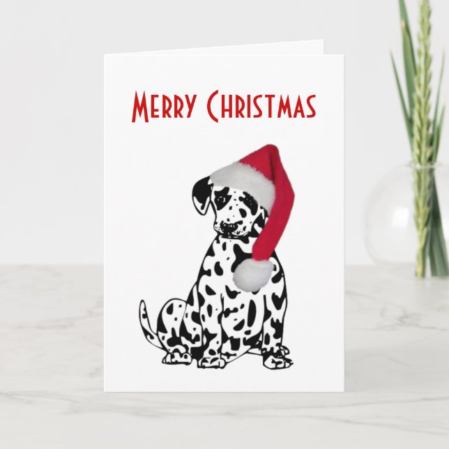 Cartes Pour Fêtes Annuelles Joyeux chien dalmate de Noël (Devant)