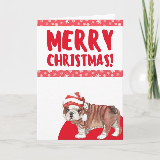 Cartes Pour Fêtes Annuelles Joyeux chien de Noël mignon (Devant)