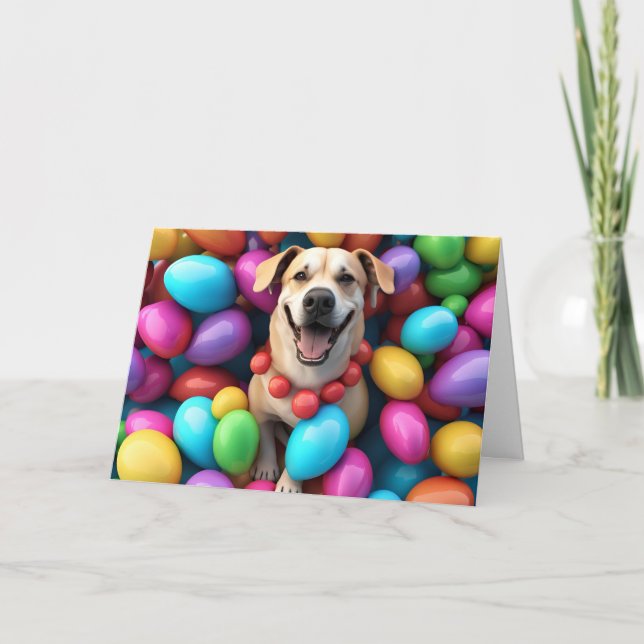 Cartes Pour Fêtes Annuelles Joyeux chien de Pâques (Devant)